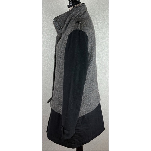 Prana NWT Caprice Convertible Wool Blend High Collar Jacket Herringbone Medium - Picture 4 of 15